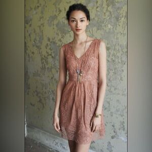 Anthropologie Baraschi Embroidered Lace Dress | Size 10